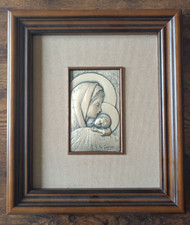 QUADRO 33x39 MADONNA CON BAMBINO GUERRINI CERTIFICATO AUTENTICITA' ARGENTO 925%