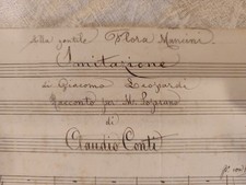Manoscritto Musicale Antico: Claudio Conti - "Imitazione" di Giacomo Leopardi