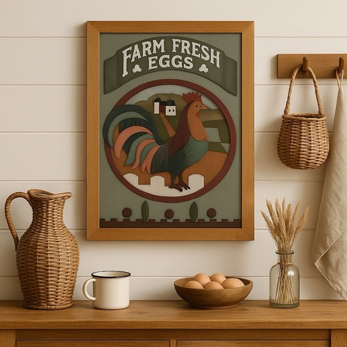 Quadro vintage legno country - legno,