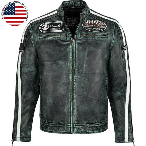 Giacca moto uomo vera - pelle, di