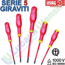 Serie Set 5 Giraviti Cacciaviti Isolati USAG Taglio Croce Elettricista 091 SH5