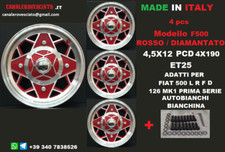Cerchi lega 12 MILLEMIGLIA ROSSO Fiat 500 D L  F R  epoca OLD 4x190 Vecchia MK1