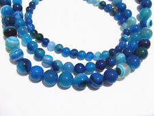 1 filo perline Agata Striata naturale colorata tondo  6-10mm colore Blu