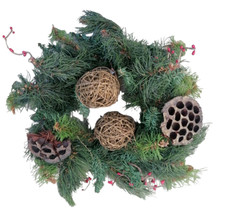 Centrotavola Natalizio Ghirlanda con palline in legno rami decorazioni Natale