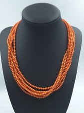 Antica collana Oro 750 18 Kt donna vero corallo Arancione di Sicilia naturale 