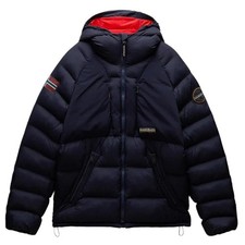 Napapijri giacca uomo Moesa Puffer con cappuccio blu marino taglia media prezzo consigliato £310
