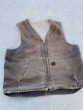 Carhartt Sherpa Foderato Gilet Marrone Scuro Uomo Taglia XL Medium V26 DKB Thrashed