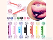 piercing orecchino barra lingua silicone bioflex flessibile ball barbell
