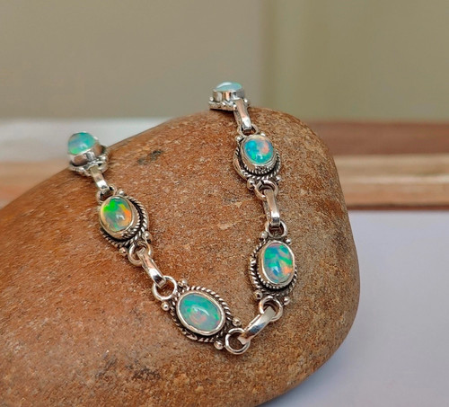Bracciale opale arcobaleno - bracciale,