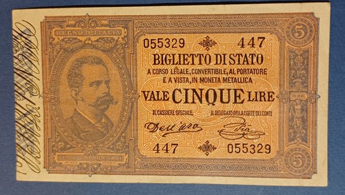 Cartamoneta lire umberto - cartamoneta, 5