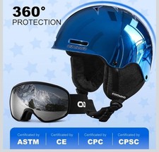 Odoland Casco da Sci per Bambini, Casco da Neve con Occhiali da Sci Set per Ragazzi e Ragazze (S)