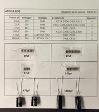 commodore Amiga 600 condensatori  kit completo recap riparazione