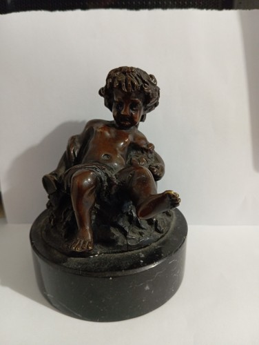 Putto bronzo con base in - bronzo,