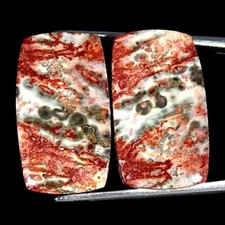 Coppia Di Cabochon In Giada