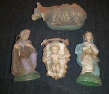 STATUINE PRESEPE ANNI 50/60 GIUSEPPE MARIA GESÙ BAMBINO BUE 10 CM ITALY