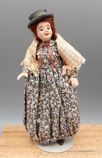 OOAK Porcellana Donna Bambola Piedi Neri Margherita Studio Casa delle Bambole Miniatura 1:12