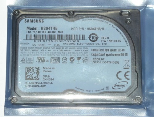 Disco rigido samsung - disco, 1,8"