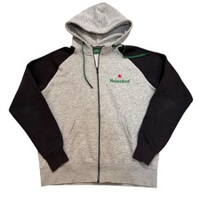 Heineken Maglione Full Zip Felpa Giacca Cappuccio Tasche Laterali Grigio Uomo L
