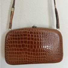 Borsa/tracolla vintage pelle di coccodrillo Made in Italy marrone