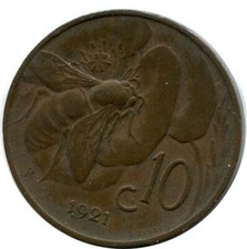10 CENTESIMI 1921 ITALY Coin