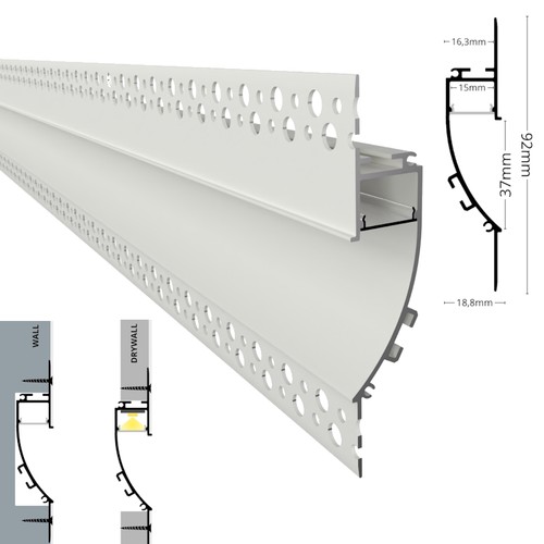 Profilo alluminio muro a - in,