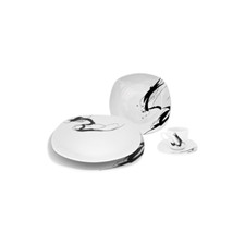 Servizio Piatti 30 Pezzi per 6 Persone Ink Bianco e Nero Moderno in Porcellana
