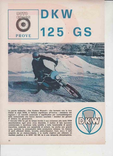 Pubblicita test moto dkw - , gs