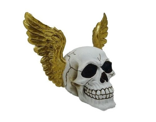 Teschio bianco con ali oro - teschio,