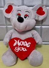 Peluche pupazzo topo con cuore Ti amo I love you 37 cm 