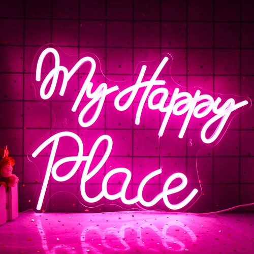 Insegna neon happy place - my,