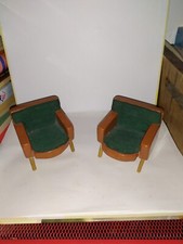 2 vecchie poltrone-anni 50-60-soggiorno-negozio-casa delle bambole-casa delle bambole