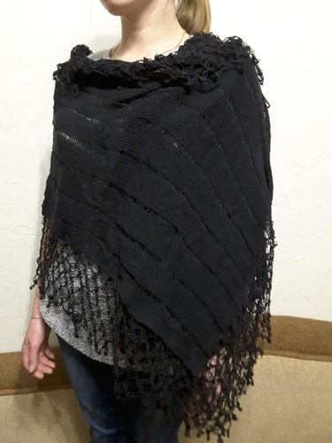 Poncho avvolgente con - , frange