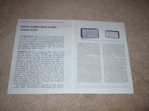 Acoustic research 2ax - acoustic, ar-2ax,4x