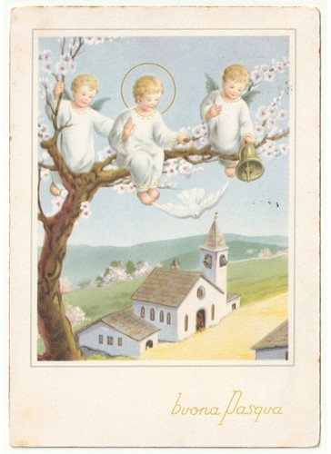 1955 pasqua cartolina epoca - pasqua,
