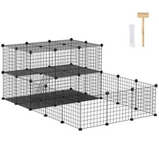 PawHut Recinto Box per Conigli e Roditori Modulabile in Metallo con Accessori