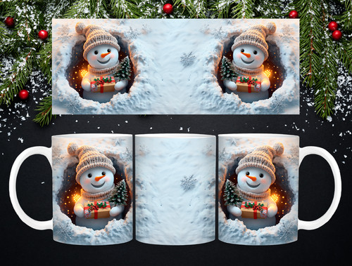 Pupazzo neve con regalo - neve,