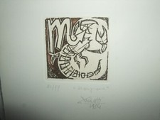 GIORGIO MICHETTI ACQUAFORTE ACQUATINTA SEGNO ZODIACALE SCORPIONE 1984 ZODIACO 