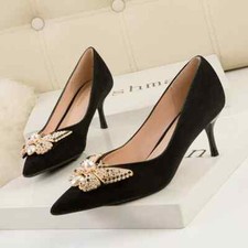 decolte scarpe donna eleganti nero oro strass 6 cm pelle sintetica 9255