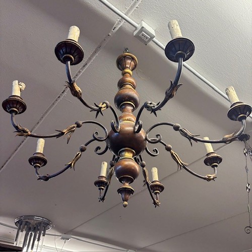 Lampadario luci 1940 legno e - 8,