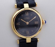 Orologio Cartier Must de Cartier Vendome Vermeil Quarzo Nero Indice Romano SM