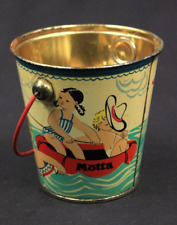 Antica Rara Scatola Latta Secchiello Giocattolo Pubblicità Motta Serie Mare