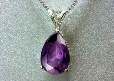 Collana ciondolo goccia vera ametista naturale con GARANZIA argento 925 NUOVA
