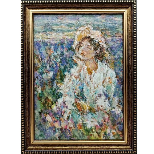Quadro olio donna campo