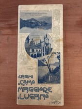 1913 DEPLIANT BROCHURE “I Laghi Di Como Maggiore Lugano” Orario Treni Piroscafi
