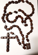 Grande corona rosario in legno cm 116  pezzi 59 + Crocifisso e Madonna di Loreto