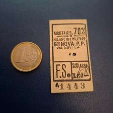 Antico biglietto ferrovia treno tariffa ridotta militare Genova Milano via novi