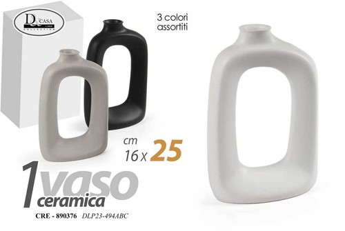 Vaso ceramica geometric fiori - vaso,