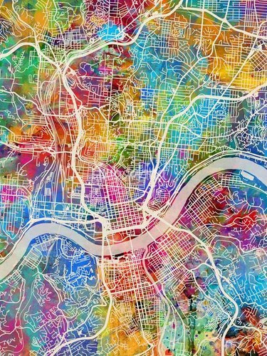 Poster cincinnati map - poster,