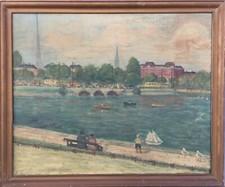 Quadro a Olio Vista Città Con