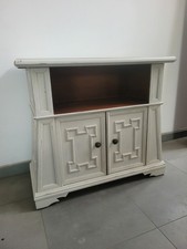 Credenzino Da Ingresso Laccato/shabbychic Con Vano A Giorno - XX Secolo